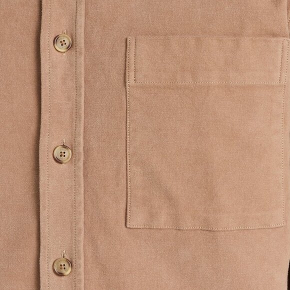 Hugo Boss Men's BOSS Owen Patch Pocket Button Front Overshirt Relaxed Fit Beige - Picture 5 of 6